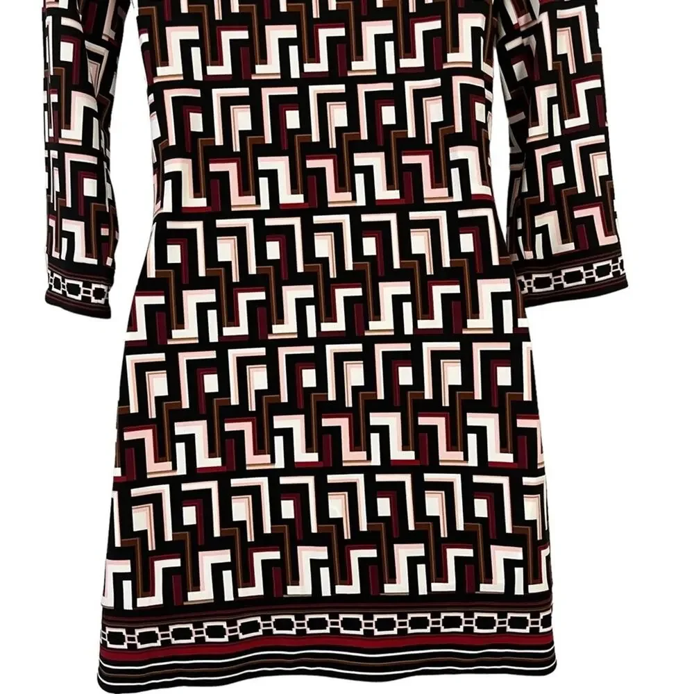 WHITE HOUSE BLACK MARKET WHBM Embroidered Collar Mini Jersey Knit Dress sz XXS